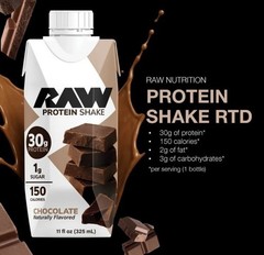 RAW Nutrition Chocolate Protein Shake RTD 12-Pack, 30g Protein, 11 fl oz