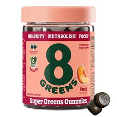 8Greens Daily Greens Gummies Peach Flavor Super Greens 50 Count Family Friendly