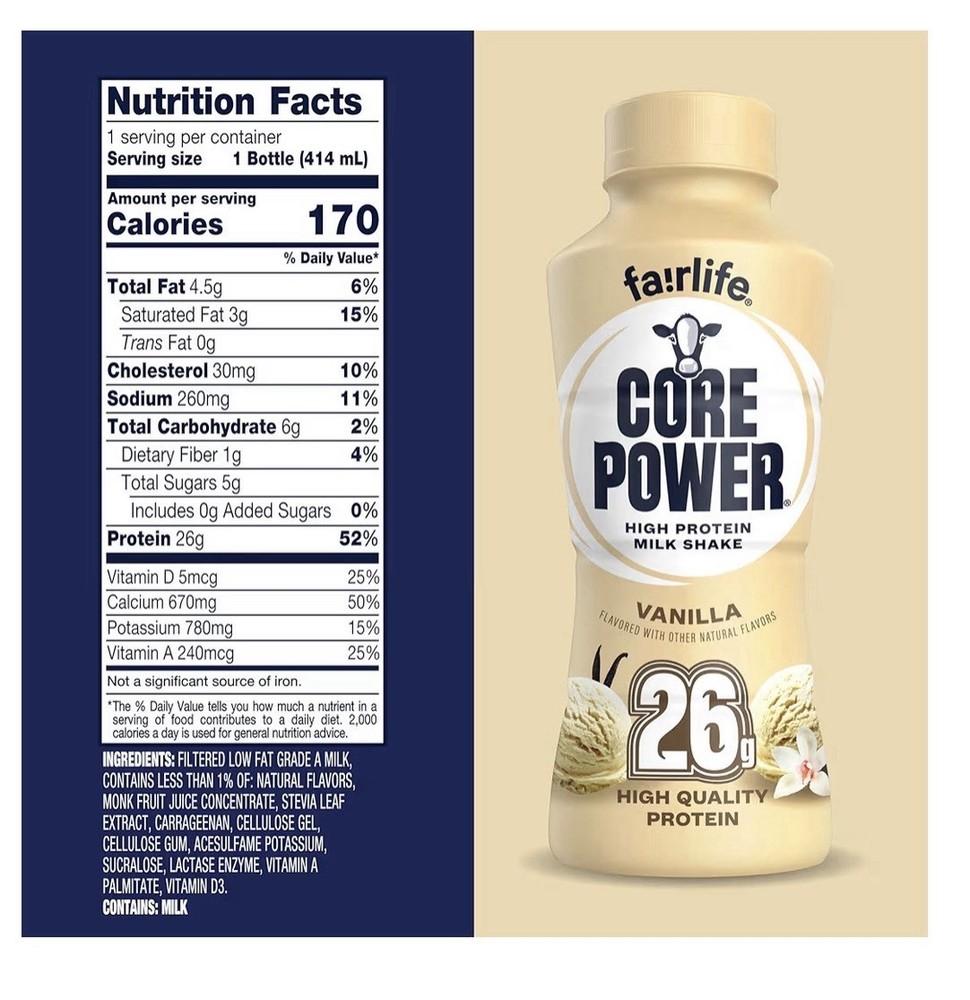 Fairlife 14fl.oz. Core Power Protein Milk Shake – Vanilla