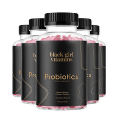 5-Pack Black Girl Vitamins Probiotics Gummies – Supports Digestine – 300 Gummies