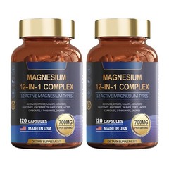 1-5x Magnesium 12 in 120 Complex 700mg – Glycinate Citrate Malate Taurate 1 Caps
