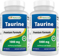2 Pack Best Naturals Taurine 1000 mg 250 Tablets