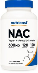 HOT-Nutricost N-Acetyl L-Cysteine (NAC) 600mg, 120 Vegan Capsules – Non-GMO