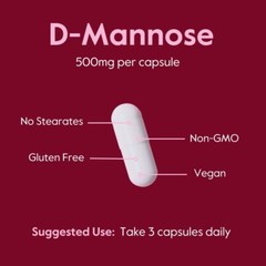 D-Mannose 500mg (240 Vegetarian Capsules)- Urinary Tract Health