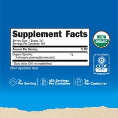 Nutricost Organic Spirulina Powder 454 Grams (1LB) – 1g Per Serving, 454 Serving