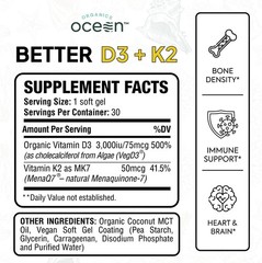 Better D3 + K2-100% Organic VIT D3 and K2 Supplements with Maximum Bioavailab…