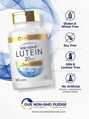 Lutein 20mg and Zeaxanthin | 300 Softgels | Non-GMO & Gluten Free | by Carlyle