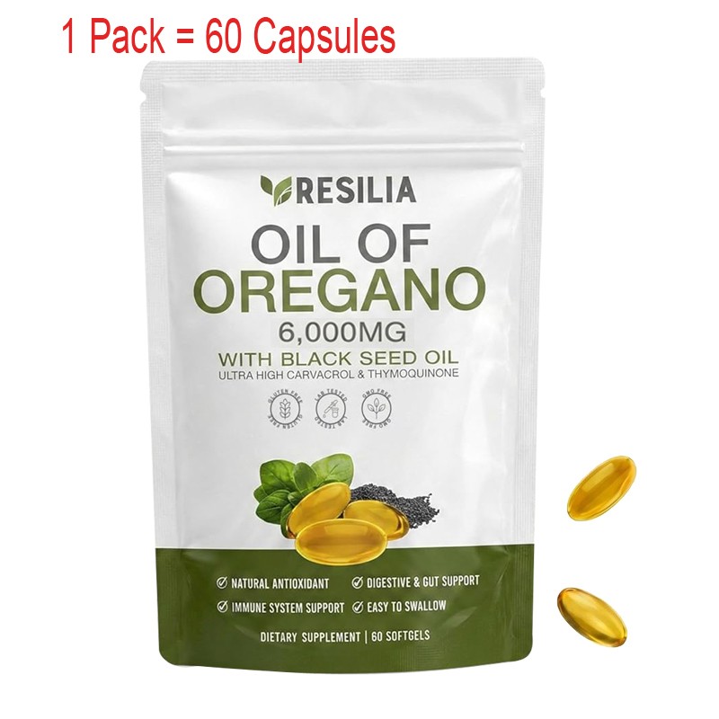 3X Resilia Oil of Oregano 6000mg with Black Seed Oil Softgels – 60 Capsules