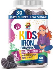 SUNNY SAM Iron Gummies for Kids & Teens – 10mg 60 Count (Pack of 1)