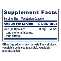 Life Extension Zinc 180 Capsules, zinc 50 mg, Off White, exp 08/26