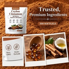 Metabolae Ceylon Cinnamon Extract Capsules with MCT Oil, 300 Softgels