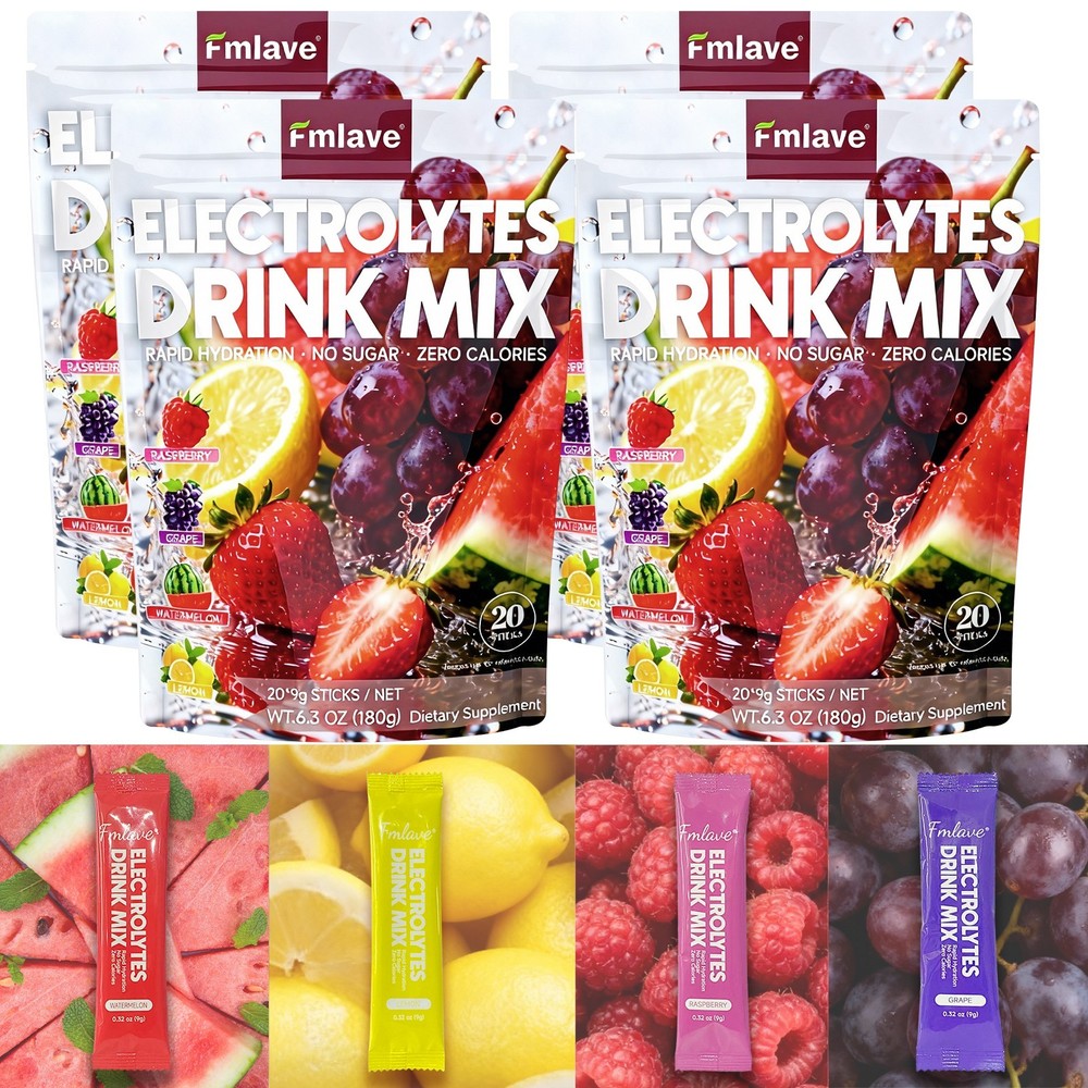 4x Electrolytes Powder Hydration Packets | Sugar Free Recovery Electrolyte Drink
