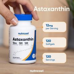 Astaxanthin 12mg Softgels – Non-GMO, Gluten-Free, 120 Count, 4 Month Supply