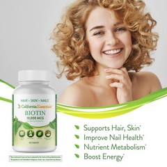 Biotin 10,000mcg – Hair Growth Vegetarian Vitamins B7 Supports Healthy Hair