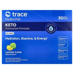 2 X Trace, Hydro Pak Keto, Lemon Lime, 30 Stick Packs, 0.24 oz (6.7 g) Each