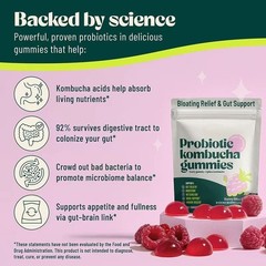 3X Probiotic Kombucha Gummy – Prebiotics,Probiotics,Postbiotics,Fiber Supplement