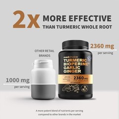4-in-1 Turmeric Joint Support Supplements with Garlic and BioPerine – 2360 mg Hi