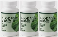 3 Aloe Vera 500mg Extract Capsules Detox Skin & Digestive Support Supplements
