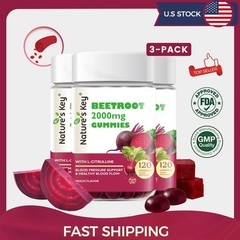 Beet Root Gummies 2000mg Vegan, Non-GMO, and Gluten Free Peach Flavor Sugar-Free