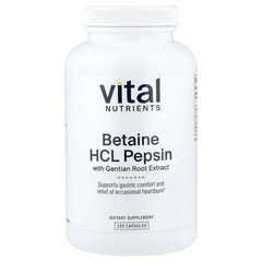 2 X Vital Nutrients, Betaine HCl Pepsin with Gentian Root Extract, 225 Capsules