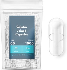 Size 00 Clear Empty Gelatin Pill Capsules Kosher Gel Caps Gluten-Free 1000 count