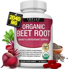 Toplux Organic Beet Root Powder Tablets – Natural Nitric Oxide Beets to Support