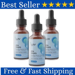LUV Health Zen Drops Calm Relaxation Support w Magnesium Glycinate 3 Pack USA.