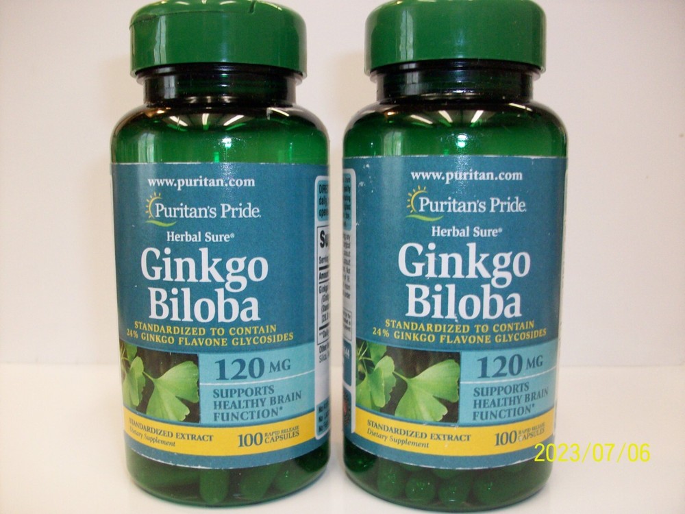 Puritans Pride Ginkgo Biloba 120 mg 100 Capsules 2 Pack