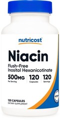 Nutricost Niacin (Flush-Free) Inositol Hexanicotinate 500mg, 120 Cap, Vitamin B3