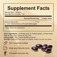12mg Astaxanthin Antioxidant Supplements Fresh Microalgae Eye Joint Skin Health