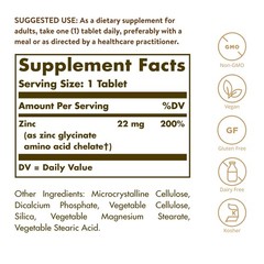 Solgar Chelated Zinc, 250 Tablets – 250 Count (Pack of 1), Standard Packaging