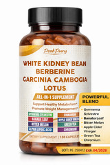 PeakPury White Kidney Bean Berberine Garcinia Cambogia Lotus – 150 Capsules –
