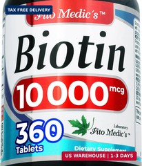 | Biotin |360 tab | biotin Supplement Max Strength | Vegetarian, Non-GMO, Glute