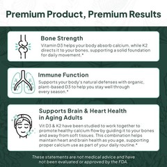 Next-Level D3 + K2 Formula: Organic Softgels for Optimal Bone Health – 30 Count