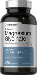 Magnesium Glycinate | 1330mg | 250 Capsules | Buffered & Chelated | by Horbaach