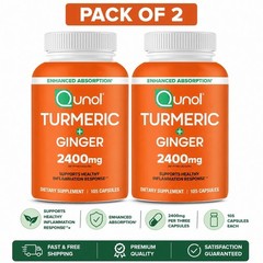 Qunol Turmeric Curcumin 2400mg Black Pepper Ginger 60 Ct – Pack of 2