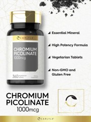 Ultra Chromium Picolinate 1000mcg | 360 Vegetarian Tablets | by Carlyle