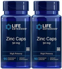 Life Extension Zinc 180 Capsules, zinc 50 mg, Off White, exp 08/26