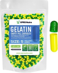 Capsules Express Size 5 Green/Yellow Empty Gelatin Capsules Gelcaps Kosher DIY