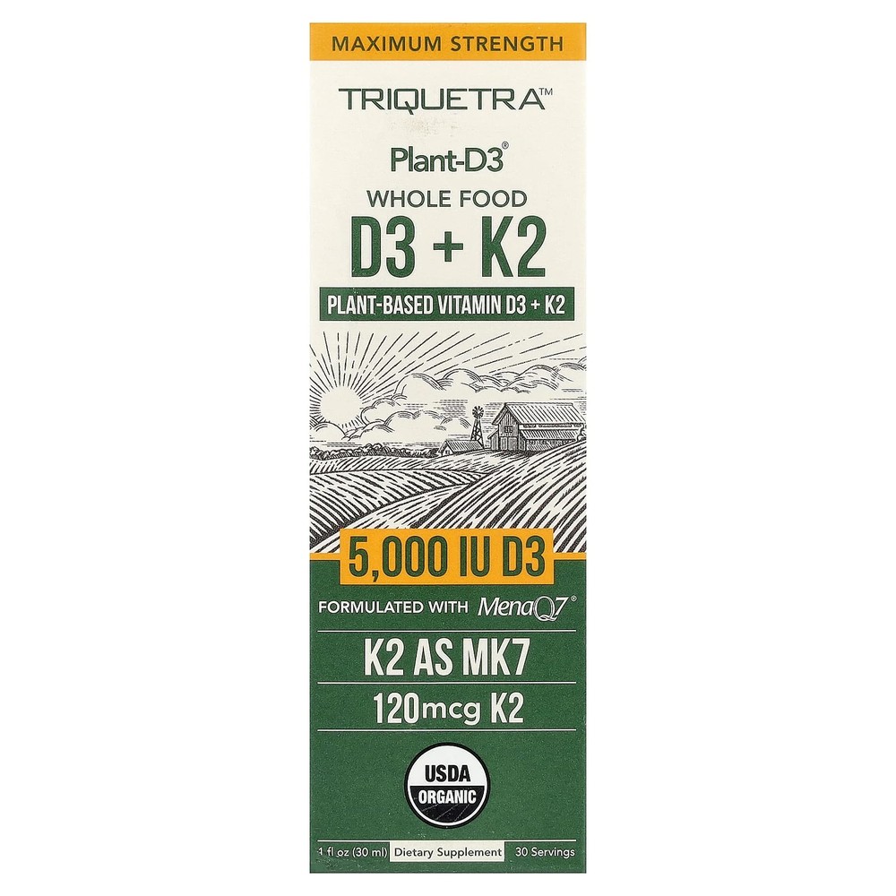 2 X Triquetra Health, Plant-D3� Whole Food D3+ K2, 1 fl oz (30 ml)