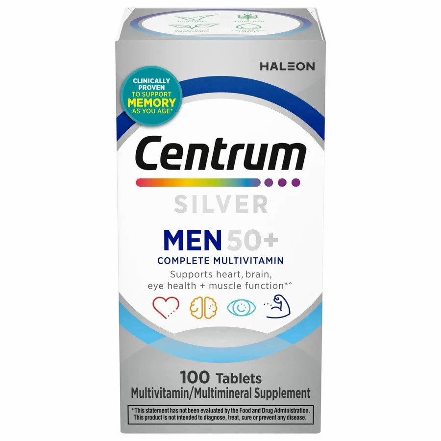 Centrum Silver Mens 50 Plus Multivitamin With Vitamin B & D3, 100 Count EXP 1/28