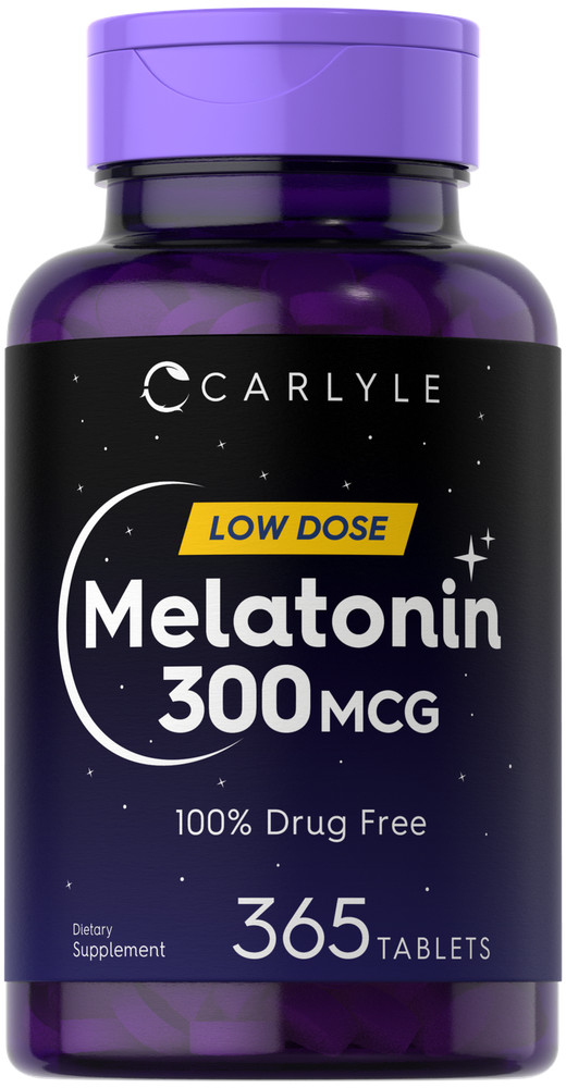 Melatonin 300 mcg | 365 Tablets | Low Dose | Vegetarian | by Carlyle
