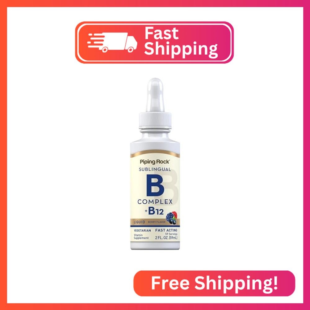 Piping Rock Vitamin B Complex with B12 | Liquid Drops | 1200 mcg 2oz | Sublingua
