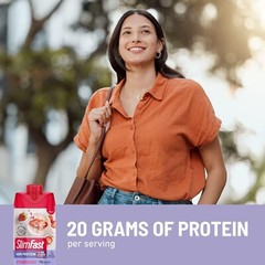 Meal Replacement Protein Shake, Strawberry Flavor, 12 Pack with 24 Vitamins
