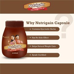 Nutrigain Plus Ayurvedic Weight Gainer Supplement Capsules Unisex, 60tab