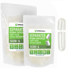 Size 1 Separated Clear Empty Vegan Capsules Veggie Caps Kosher Vegi Pills