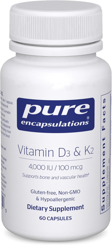 Pure Encapsulations Vitamin D3 K2 Bone & Immune Support 60 Capsules