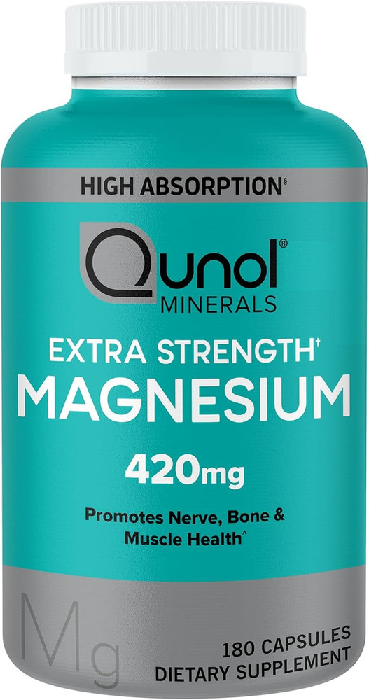 Qunol Magnesium Capsules 420mg, 100% DV, High Absorption Magnesium Supplement, E