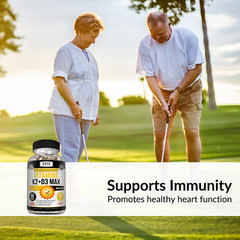 Vitamin K2 (MK7) with D3 5000 IU Supplement, BioPerine Capsules, Immune Health
