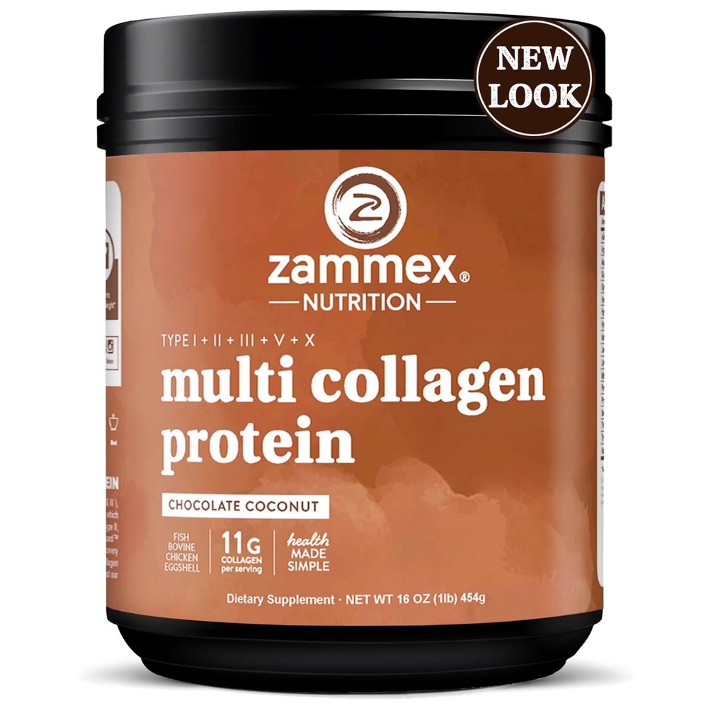 Zammex Multi Collagen Protein Powder Hydrolyzed Chocolate Flavor – 41 Servings